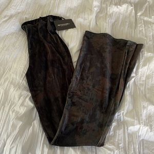 PLT Black Tie Dye Velvet High Waisted Flared Trousers
